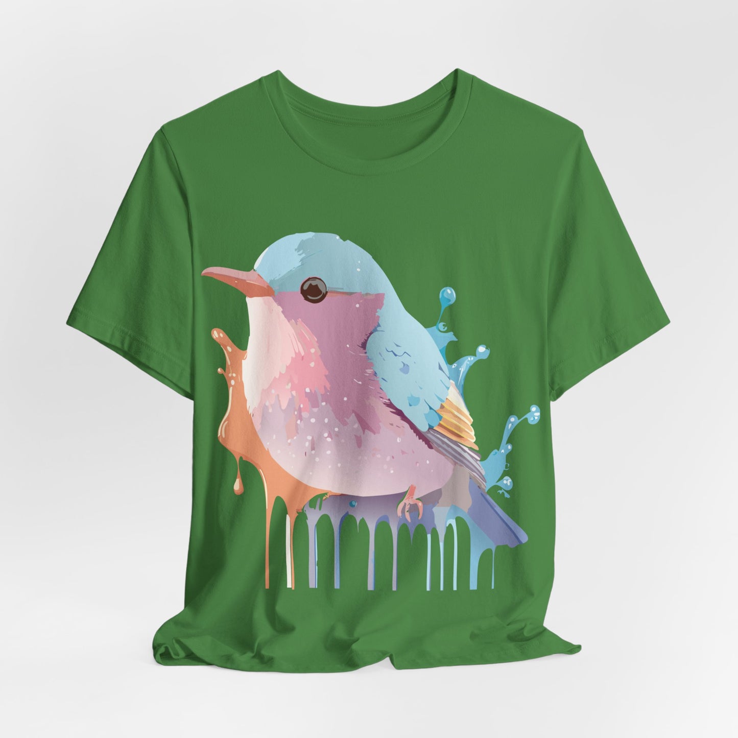 Natural Cotton Tee Shirt with Bird