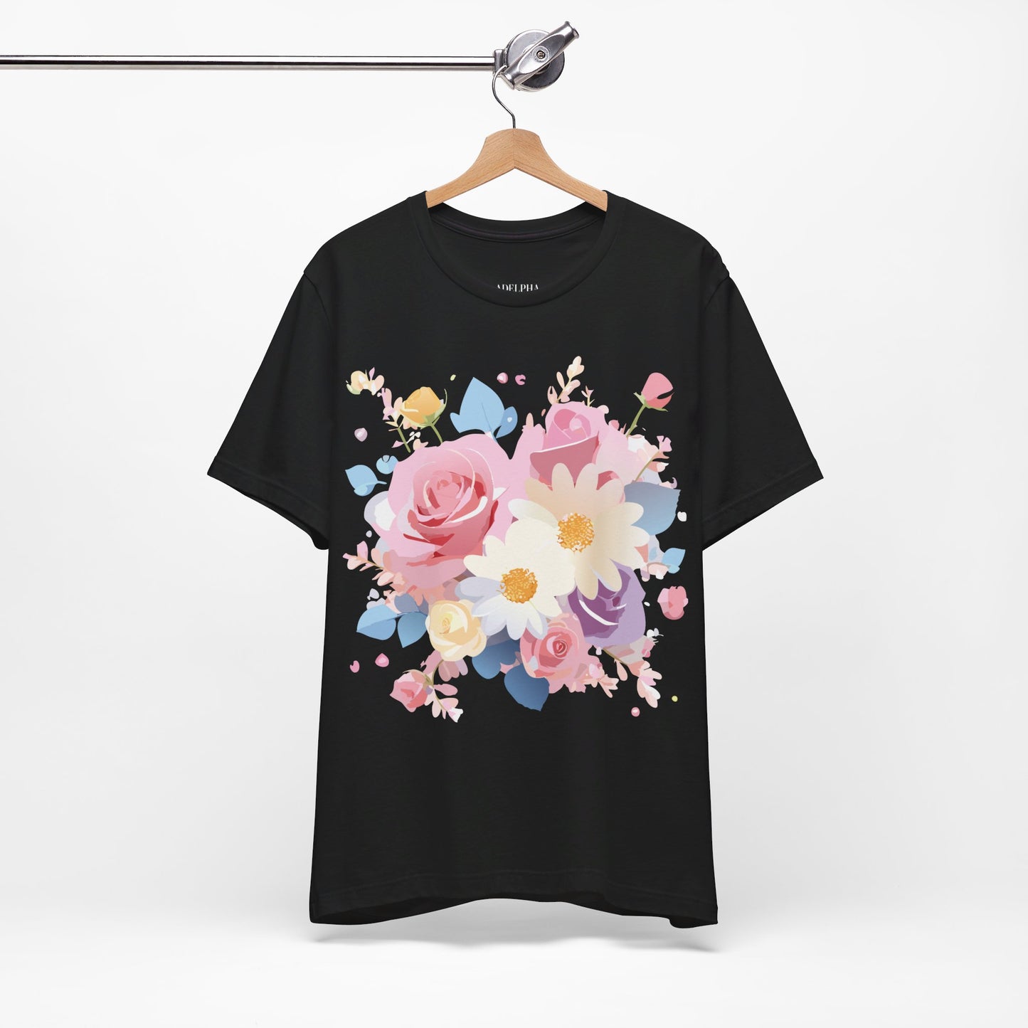 Natural Cotton Tee Shirt with Flowers