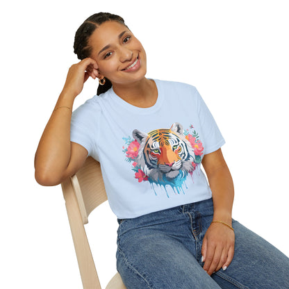 Tiger Shirt Unisex Animal Tee 100 Percent Ring Spun Cotton Softstyle
