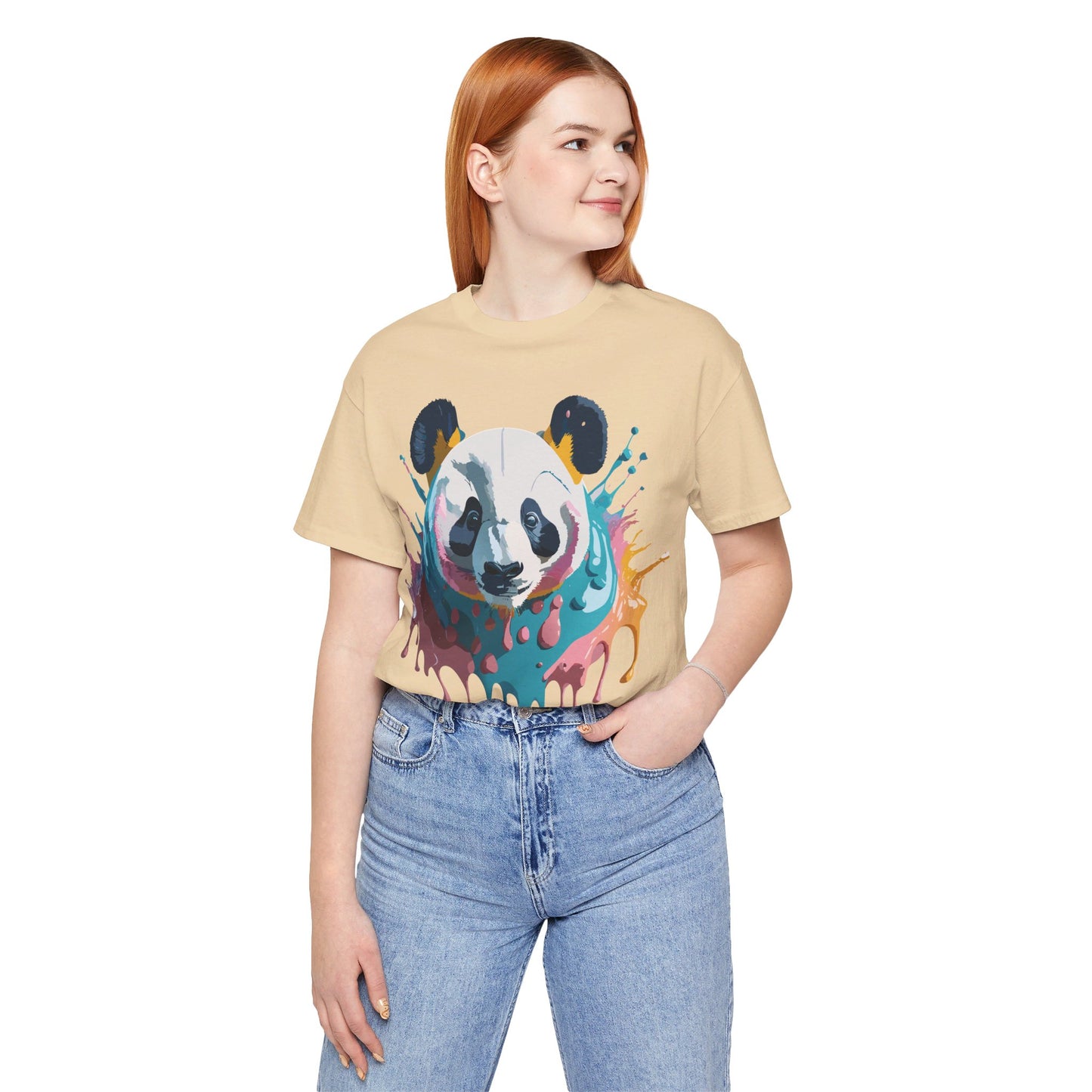 Natural Cotton Tee Shirt with Panda