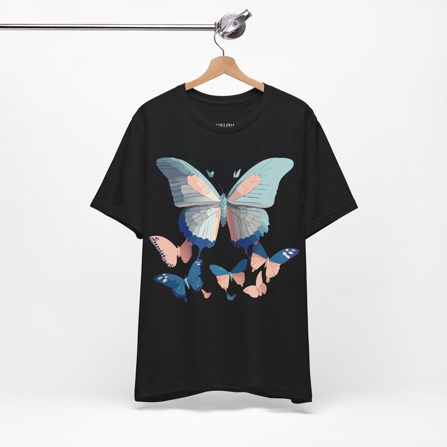 Natural Cotton Tee Shirt with Butterfly