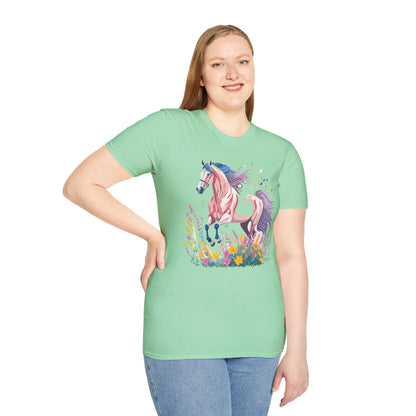 Horse Shirt Unisex Tee Animal Print Gildan Softstyle 64000 Ring Spun Cotton