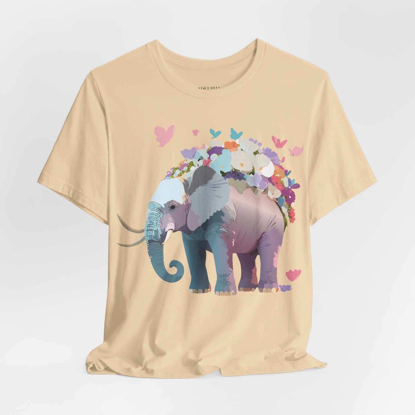 T-shirt en coton naturel avec motif éléphant