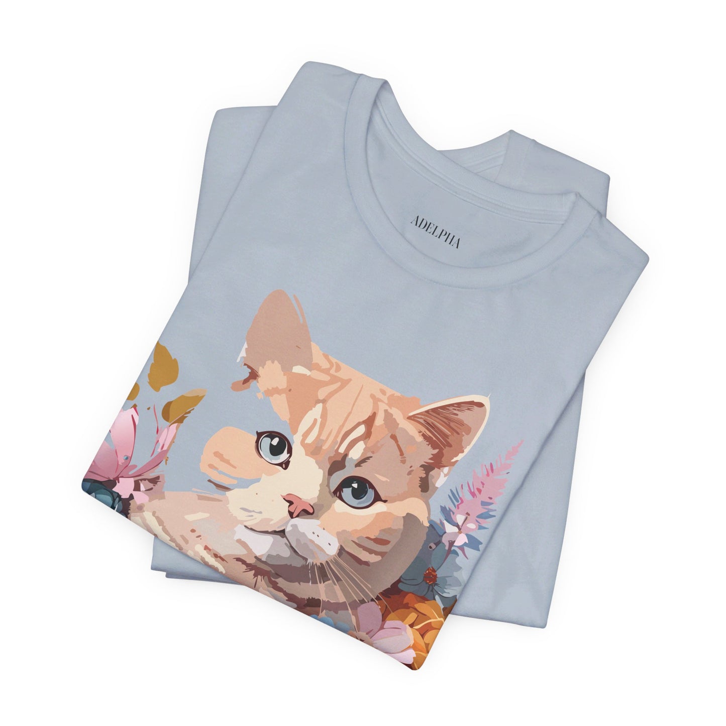 Natural Cotton Tee Shirt with Cat