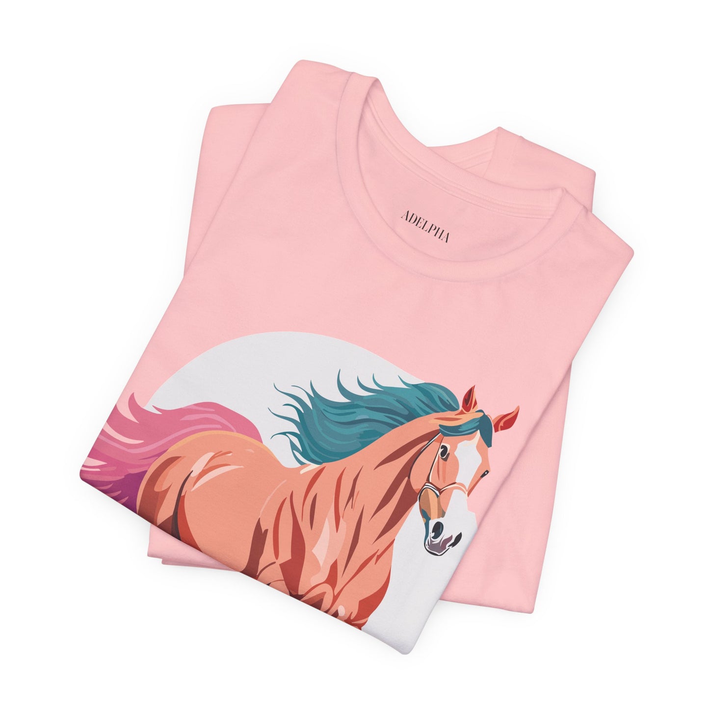 Natural Cotton Tee Shirt with Horse