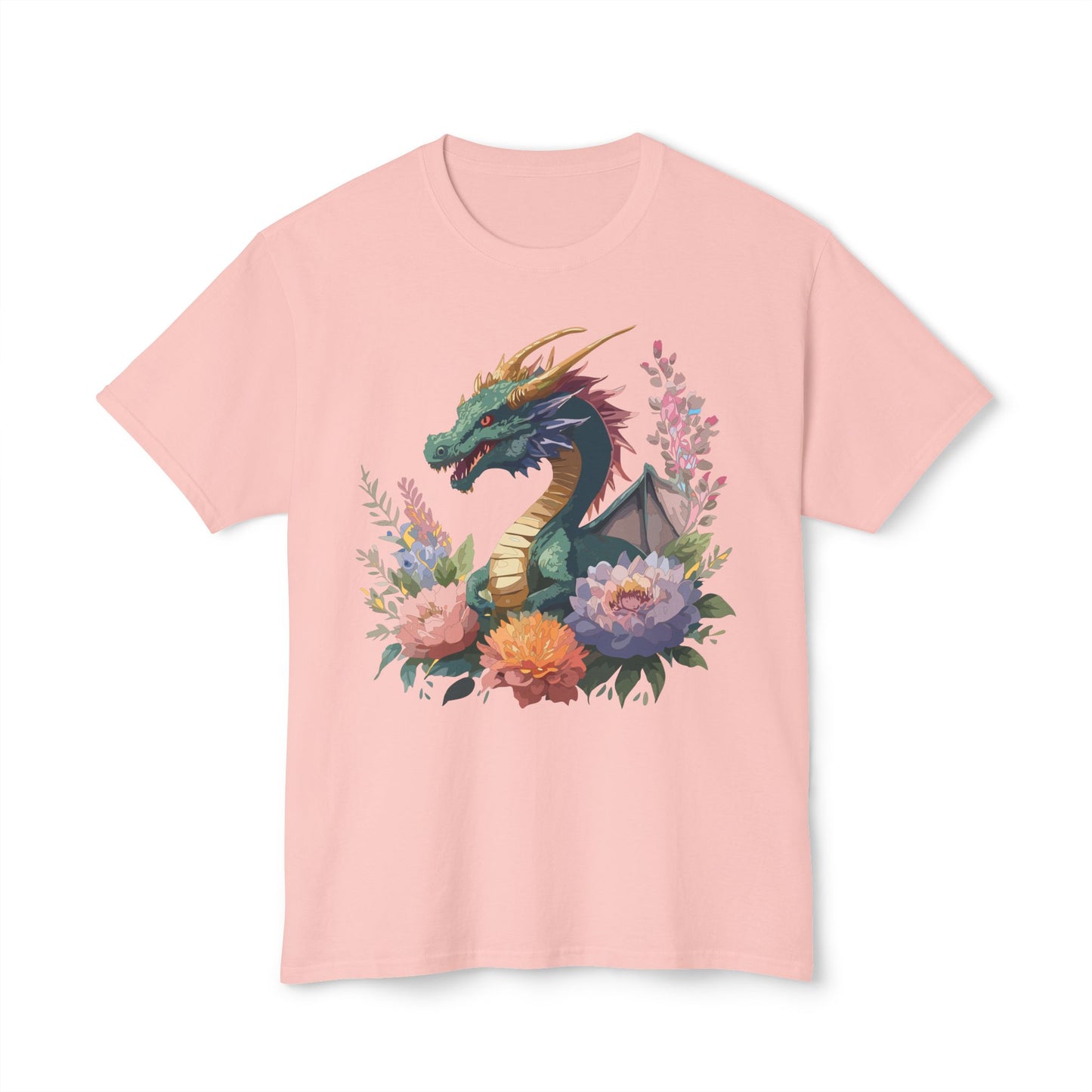 Dragon T-Shirt, Vintage Dragon Tee, Floral Tees, Dragon Art Design Shirt, Tee Shirt with Dragon 7