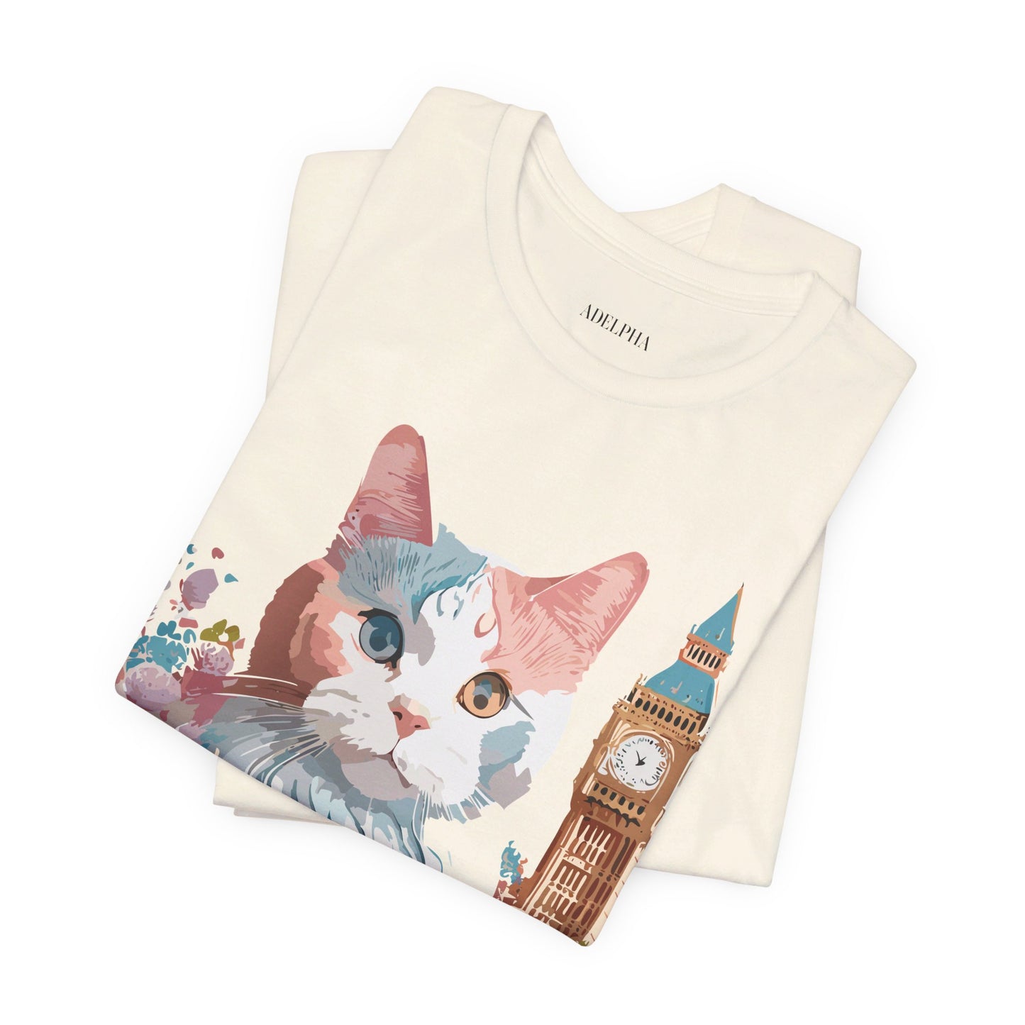 Natural Cotton Tee Shirt with Cat