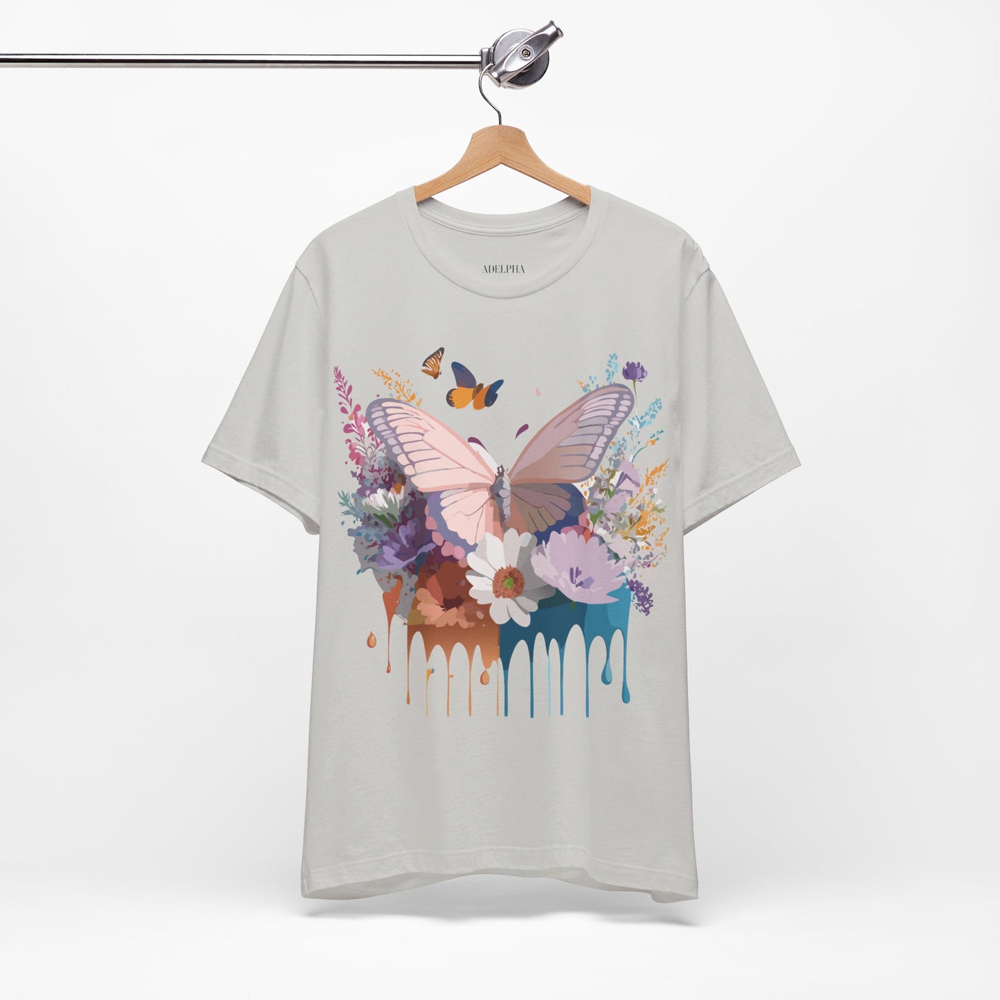 Natural Cotton Tee Shirt with Butterfly