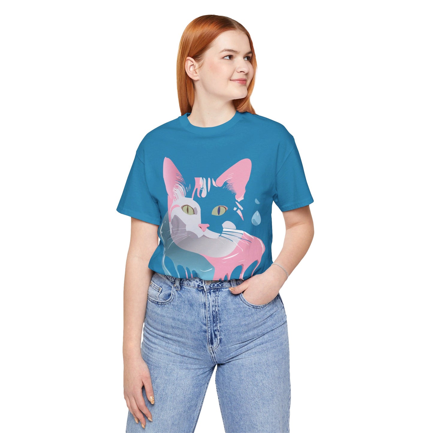 Natural Cotton Tee Shirt with Cat