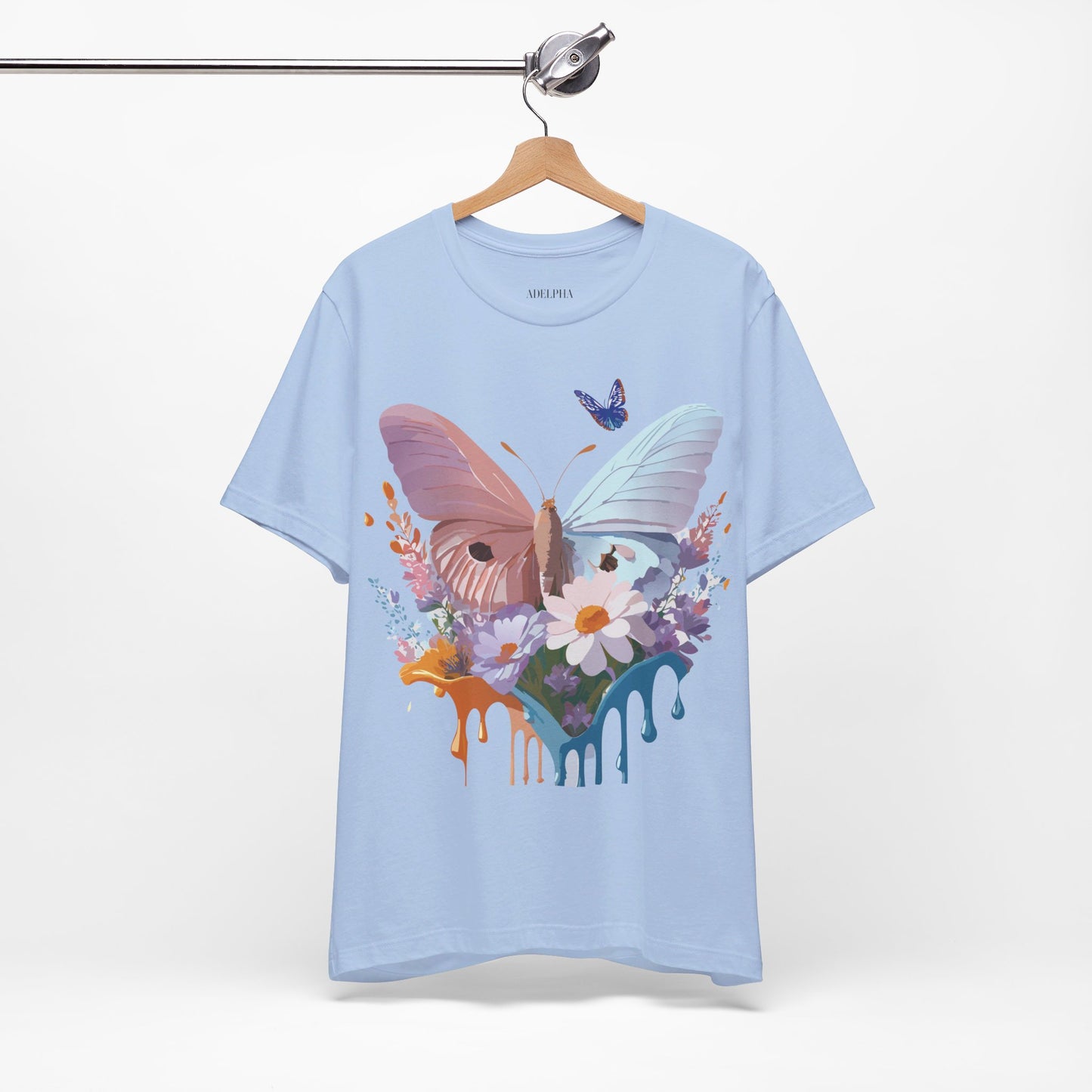 Natural Cotton Tee Shirt with Butterfly