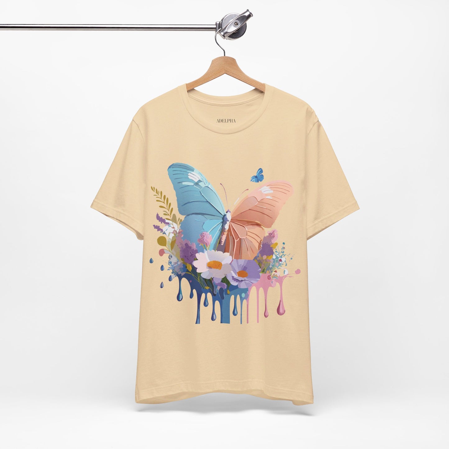 Natural Cotton Tee Shirt with Butterfly