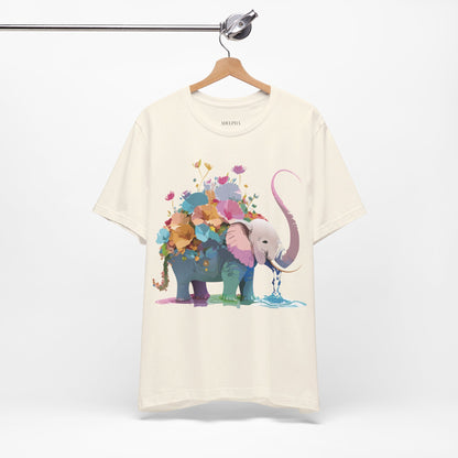 Natural Cotton Tee Shirt with Elephant Printify