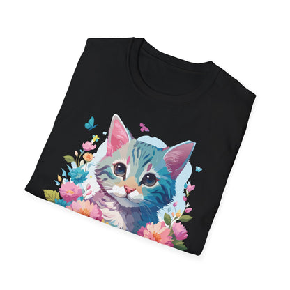 Cat Shirt Unisex Tee Kitten Cat Tee Softstyle 100 Percent Cotton Gildan 64000