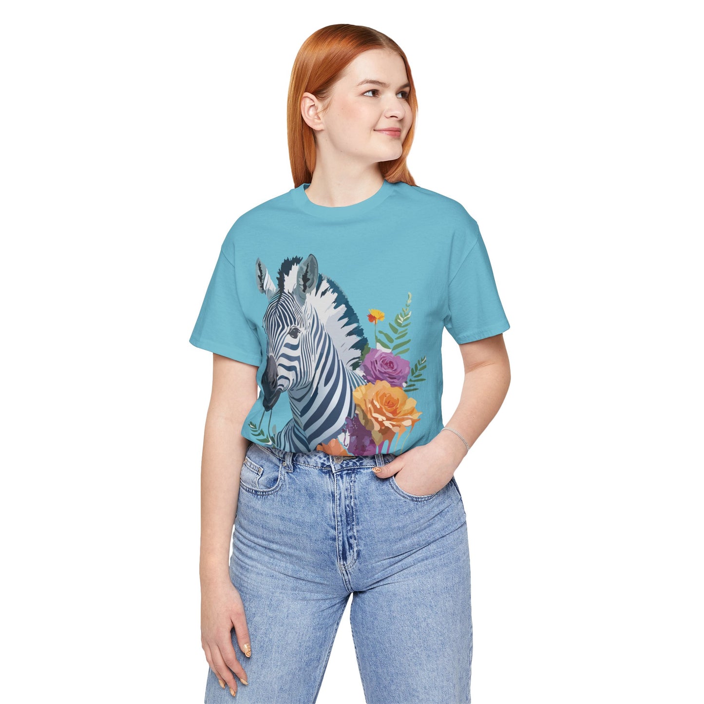 Natural Cotton Tee Shirt with Zebra