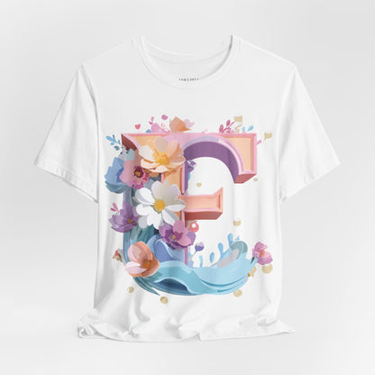 Natural Cotton Tee Shirt - Letters Collection - E Printify