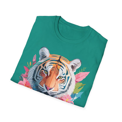 Tiger Print Unisex Softstyle T Shirt Short Sleeve Gildan 64000 Tee