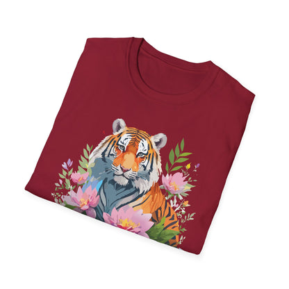 Tiger Print Unisex T Shirt Gildan Softstyle 64000 Animal Tee