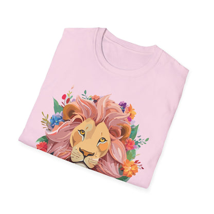 Lion Shirt Unisex Floral Lion Tee Animal Print Softstyle Tee