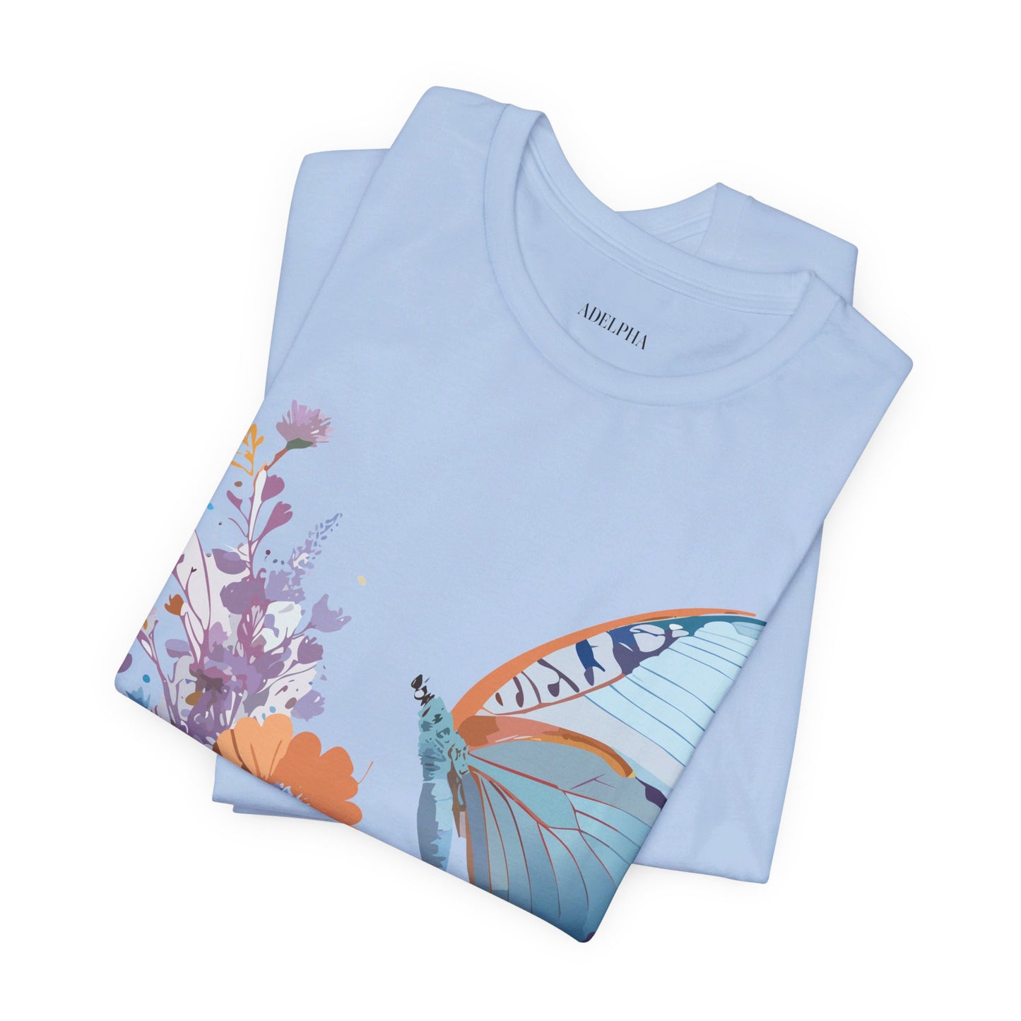 Natural Cotton Tee Shirt with Butterfly