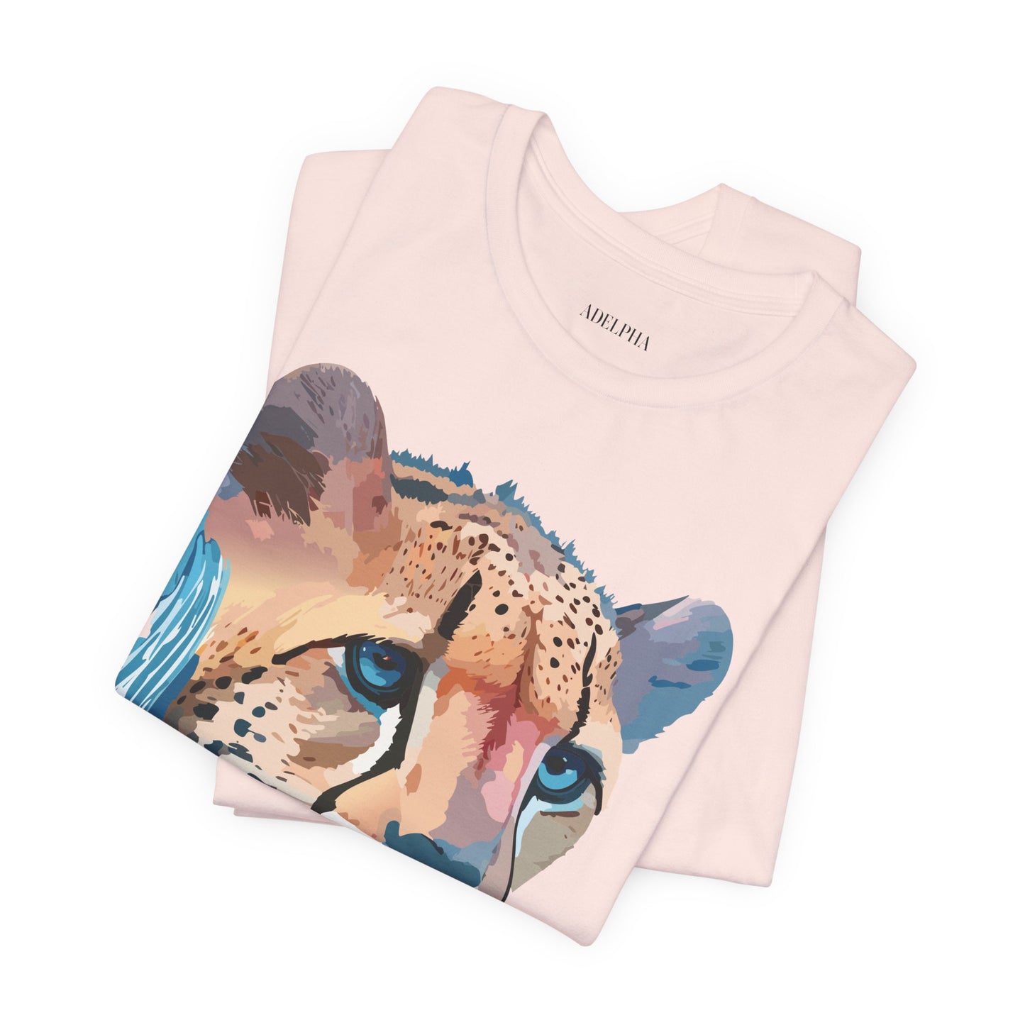 Natural Cotton Tee Shirt with Cheetah