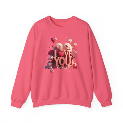 Unisex Heart Love Sweatshirt Floral Valentines Day Cotton Poly Fifty Fifty Blend