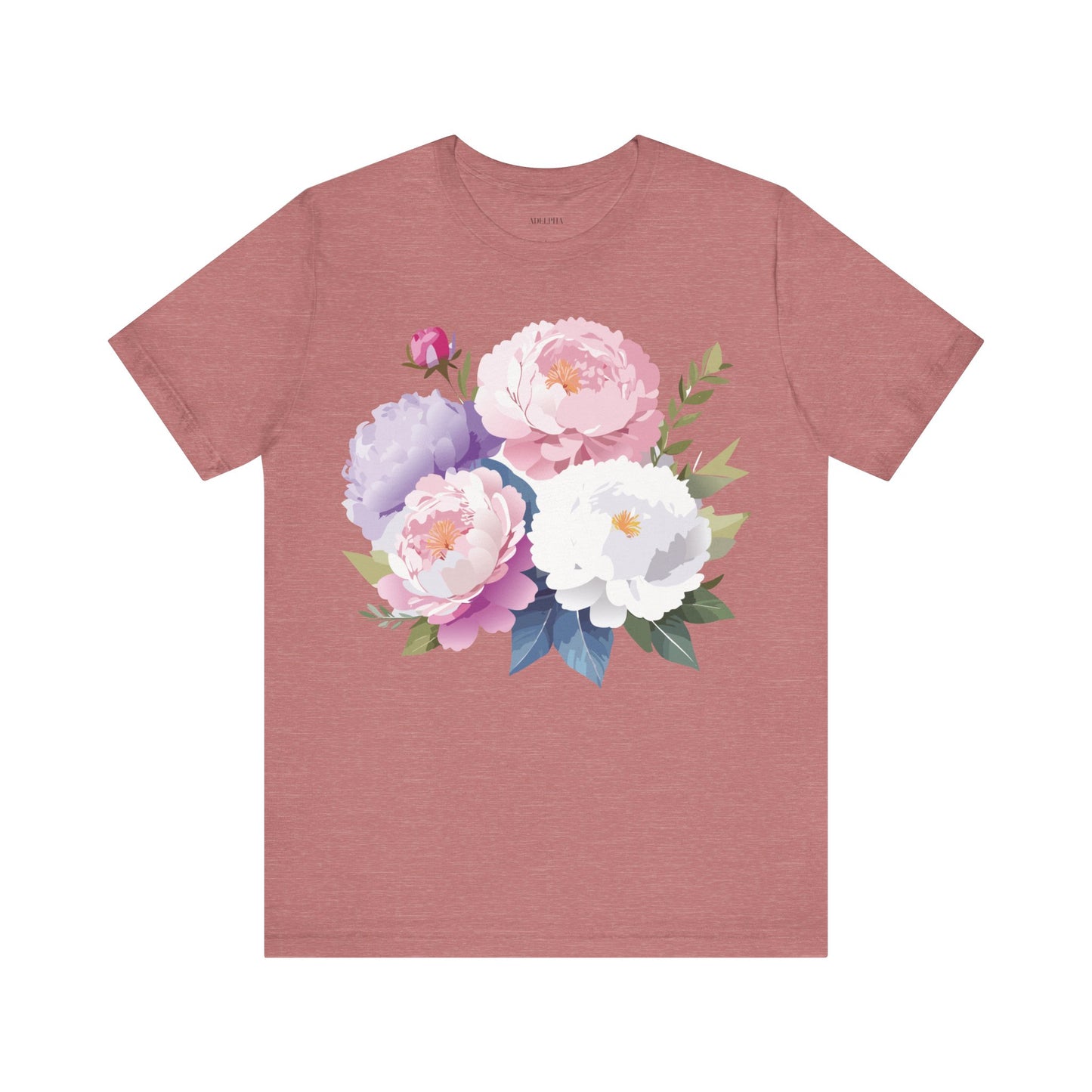 Natural Cotton Tee Shirt with Flowers