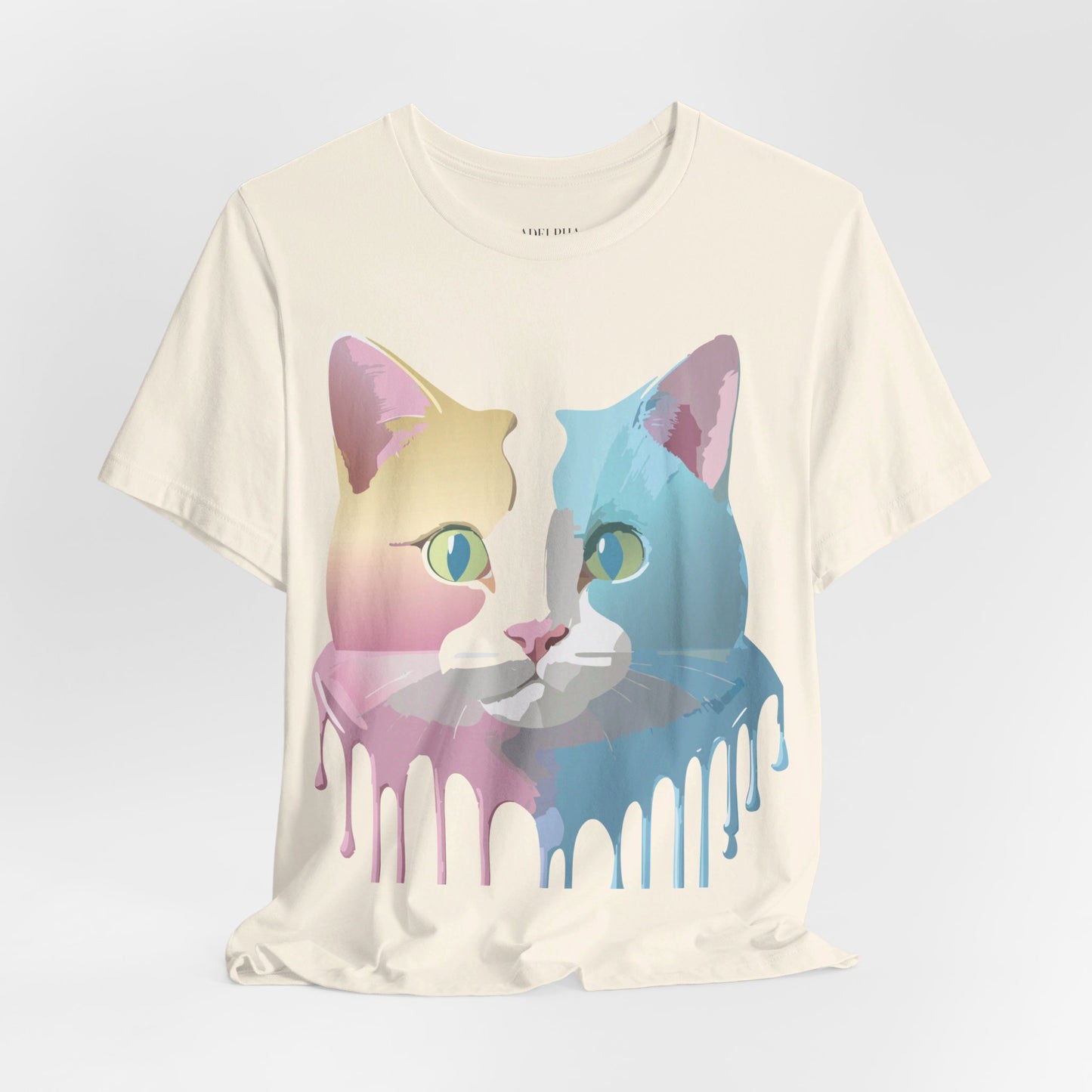 Natural Cotton Tee Shirt with Cat