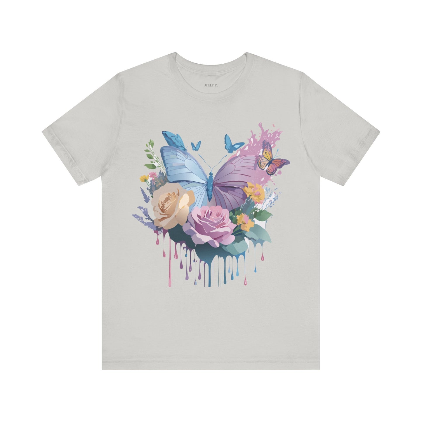 Natural Cotton Tee Shirt with Butterfly