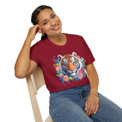 Tiger Themed Unisex Cotton Short Sleeve T Shirt Animal Print Tee