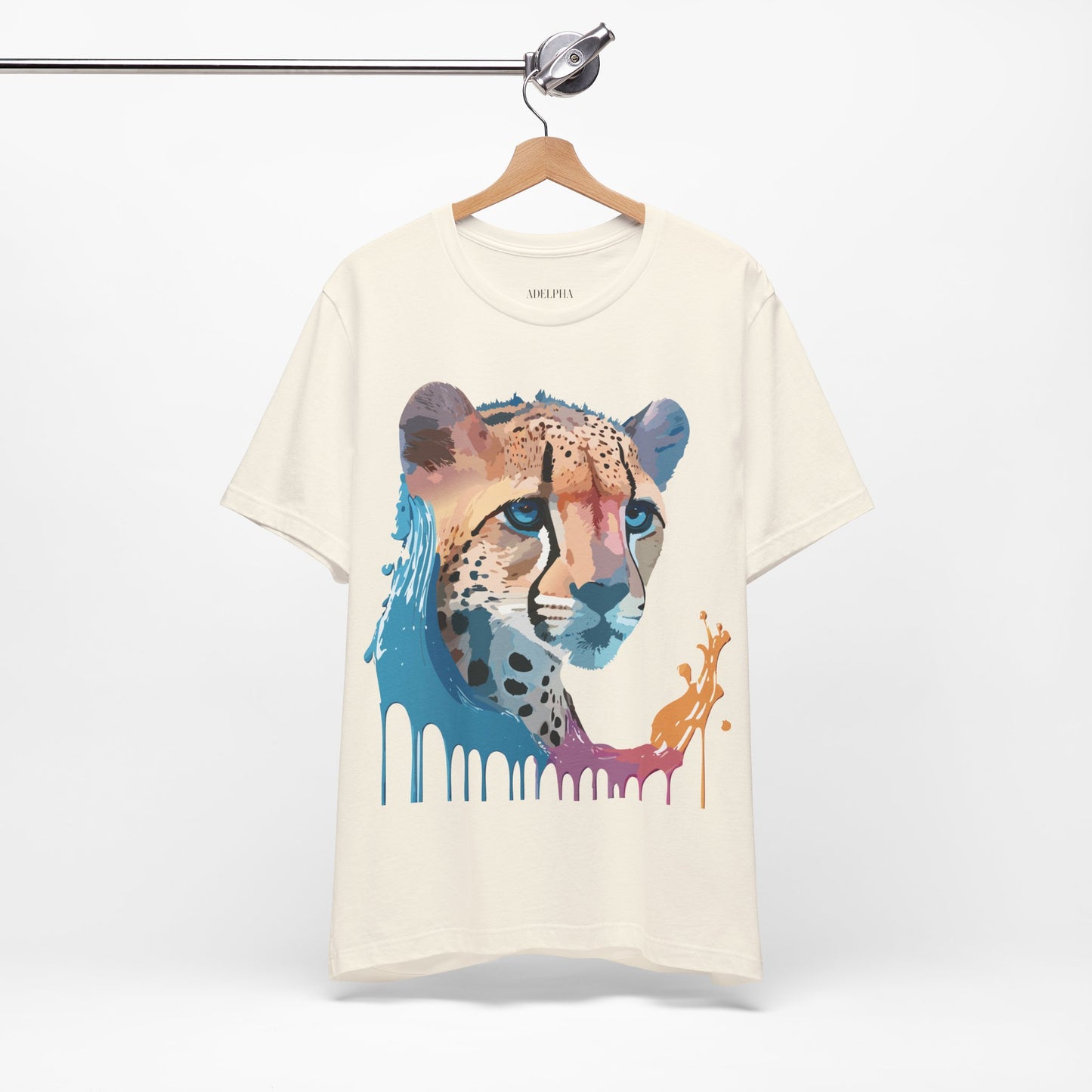 Natural Cotton Tee Shirt with Cheetah