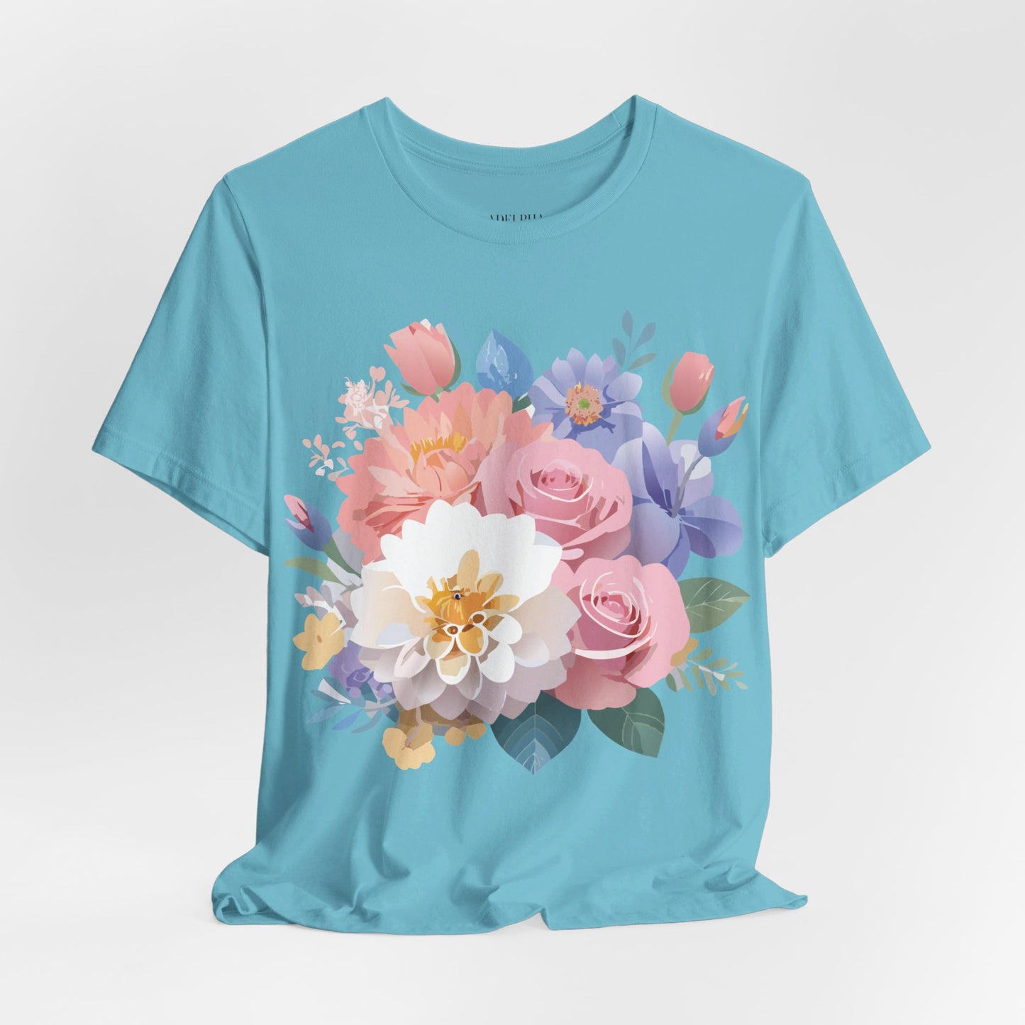 T-shirt en coton naturel avec fleurs