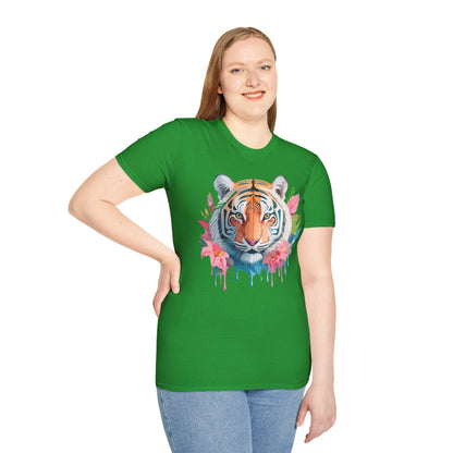 Tiger Print Unisex Softstyle T Shirt Short Sleeve Gildan 64000 Tee