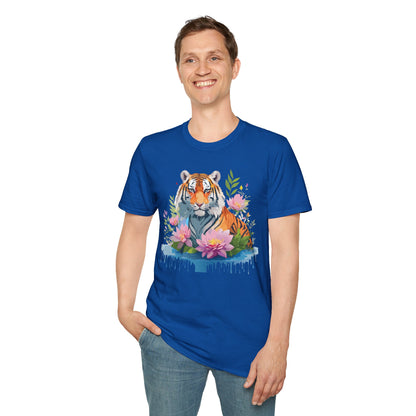 Tiger Print Unisex T Shirt Gildan Softstyle 64000 Animal Tee