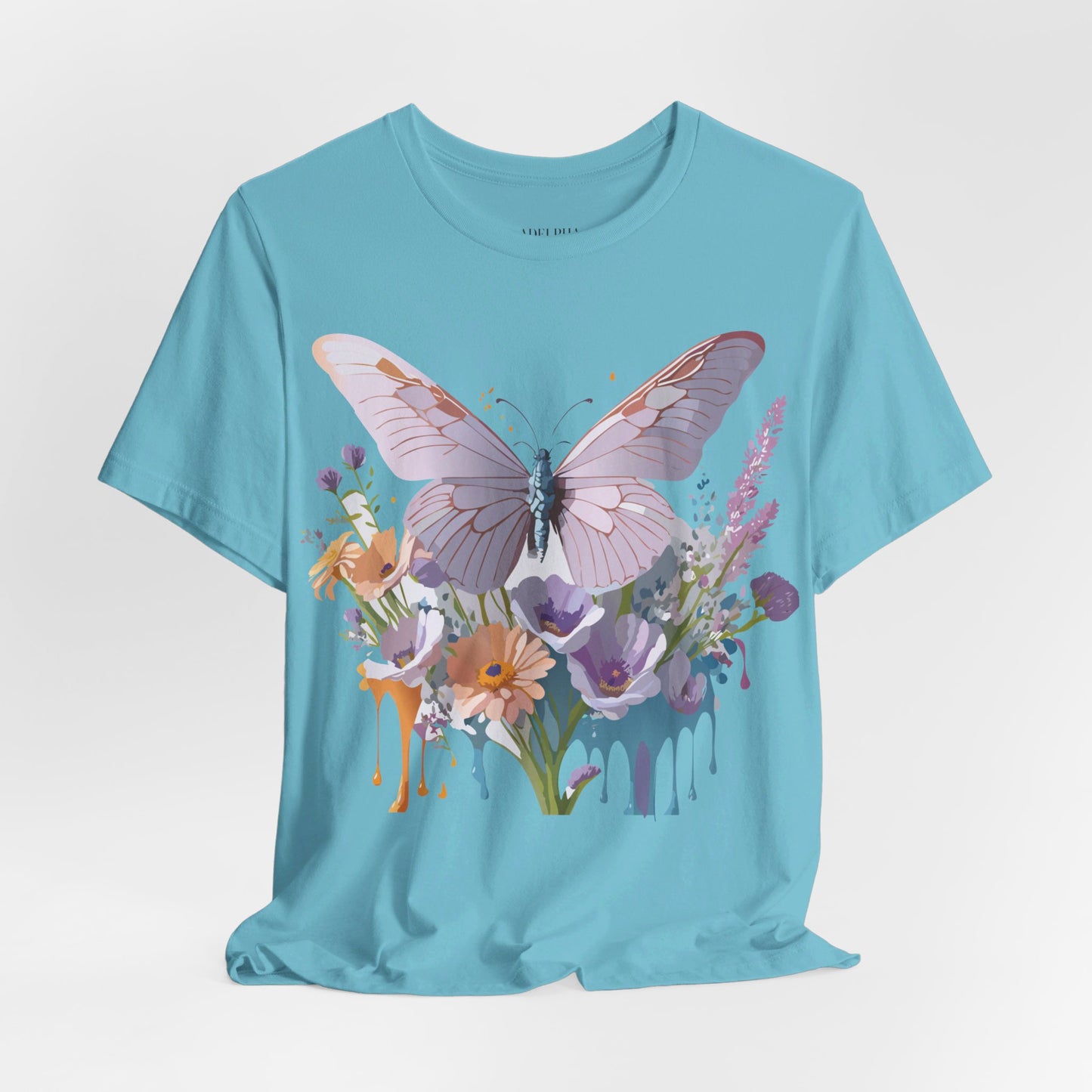 Natural Cotton Tee Shirt with Butterfly