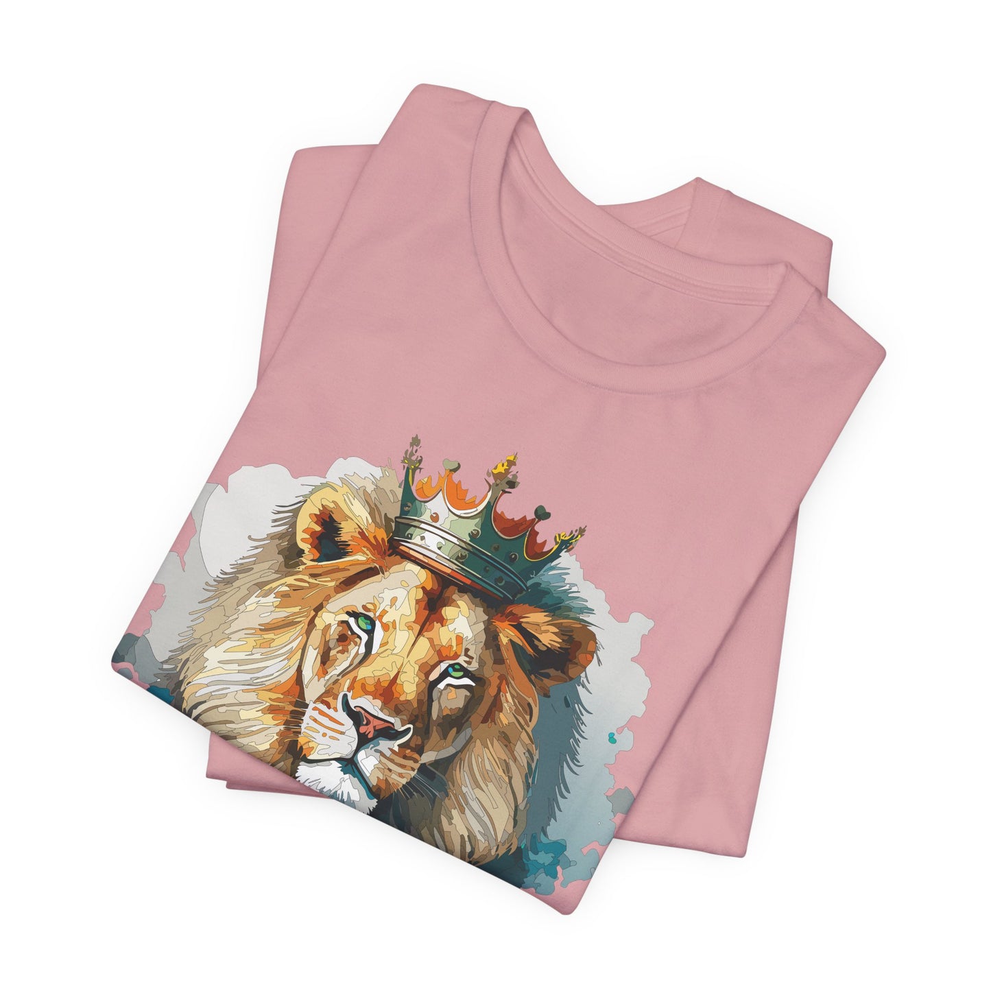 Lion with Crown Tee Unisex Cotton Watercolor King Lion Graphic T-Shirt 2