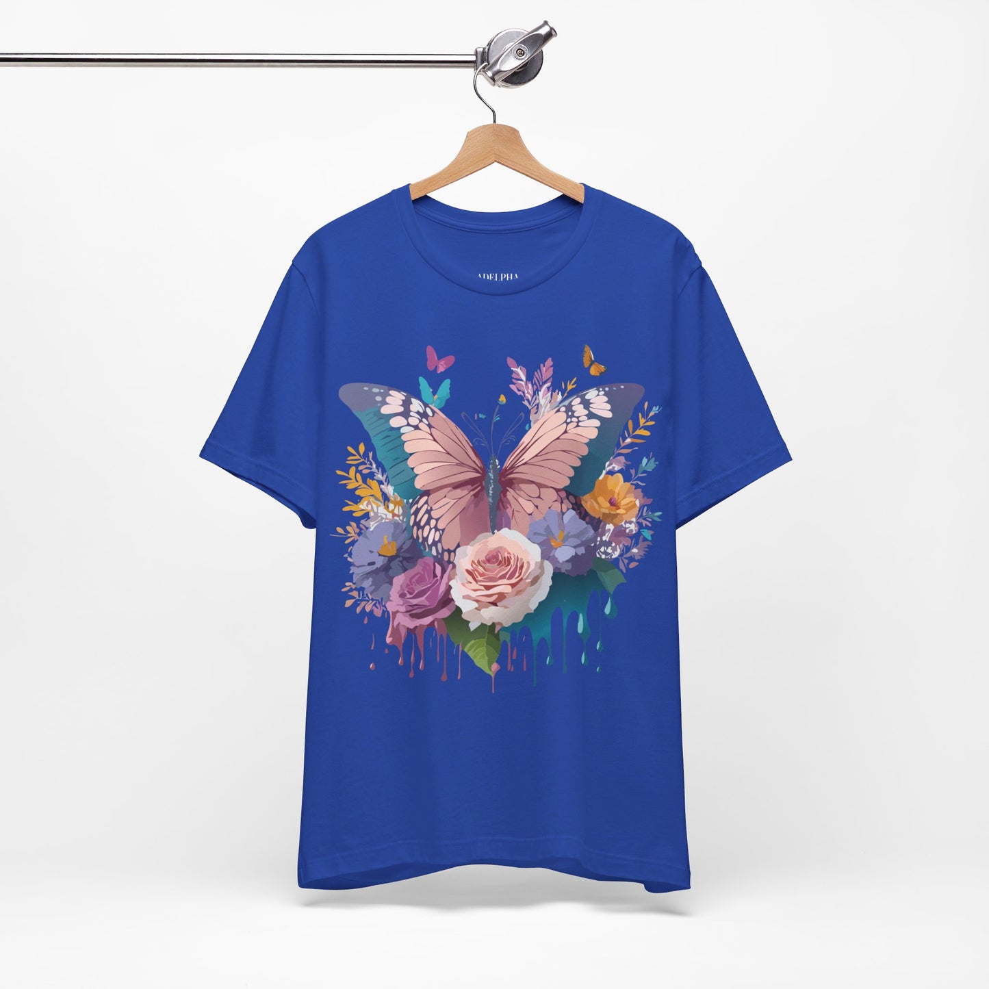 Natural Cotton Tee Shirt with Butterfly