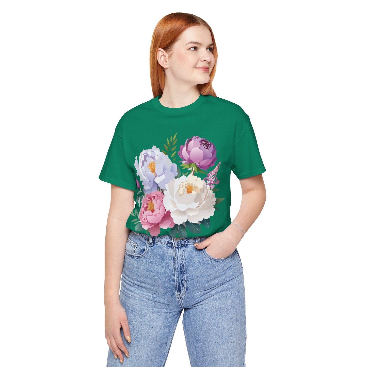 T-shirt en coton naturel avec fleurs