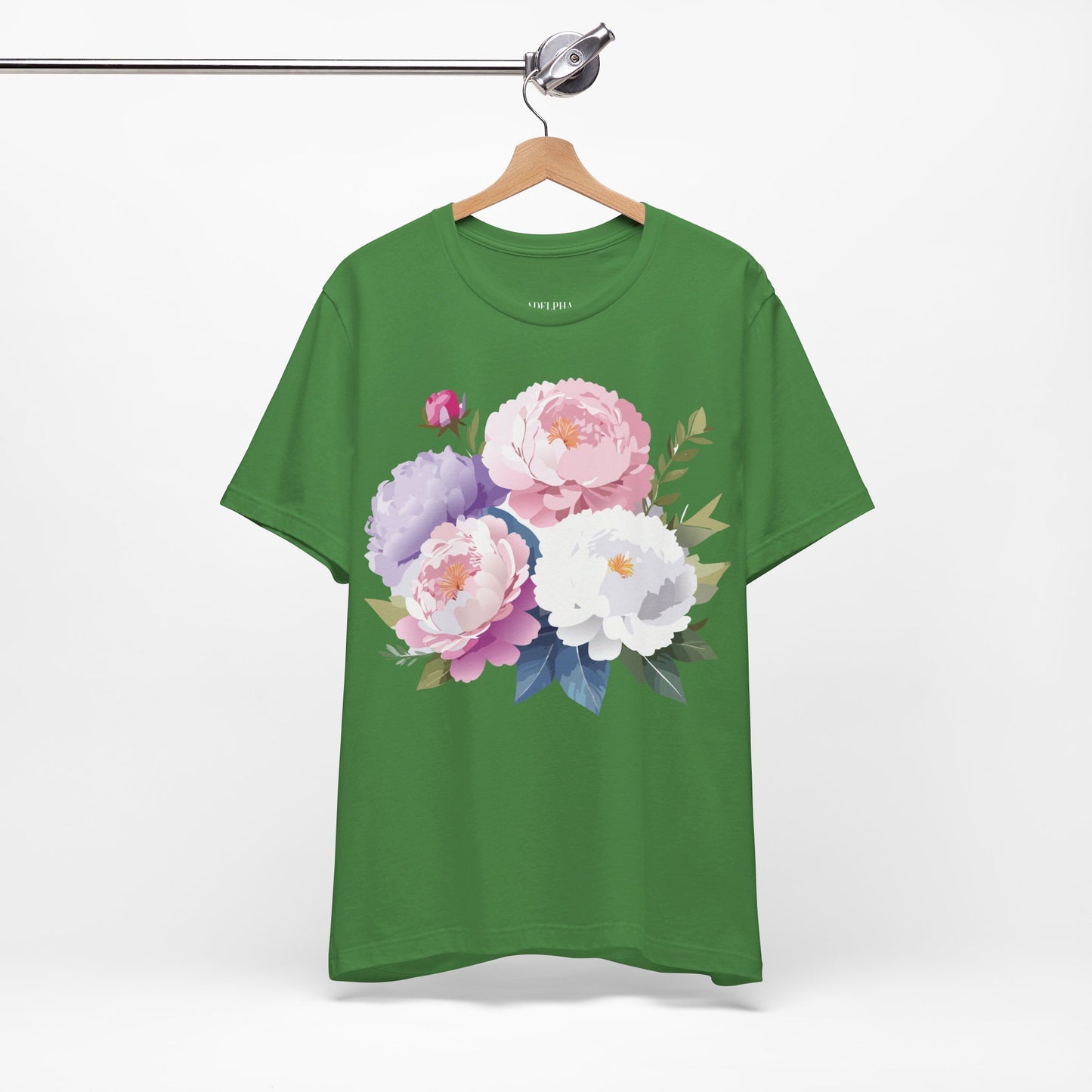 Natural Cotton Tee Shirt with Flowers