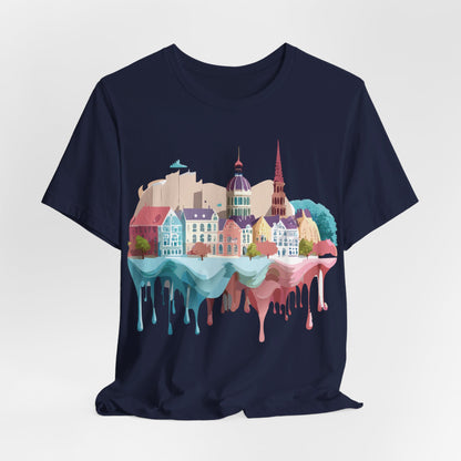 Natural Cotton Tee Shirt - Beautiful Places Collection - Warnemünde and Rostock - Germany Printify