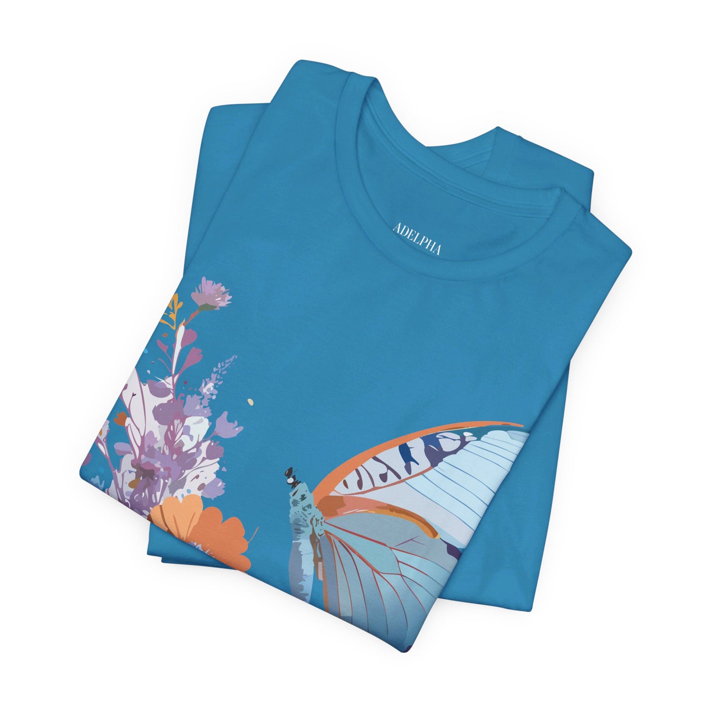 Natural Cotton Tee Shirt with Butterfly