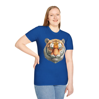 Tiger Print Shirt Unisex Animal Tee Gildan Softstyle 64000 Cotton Comfort