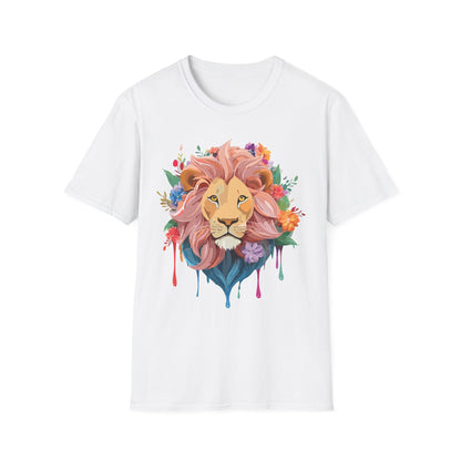 Lion Shirt Unisex Floral Lion Tee Animal Print Softstyle Tee