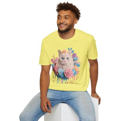 Cat Shirt Unisex Short Sleeve Cat Tee Kitten Design Gildan Softstyle 64000 Tee