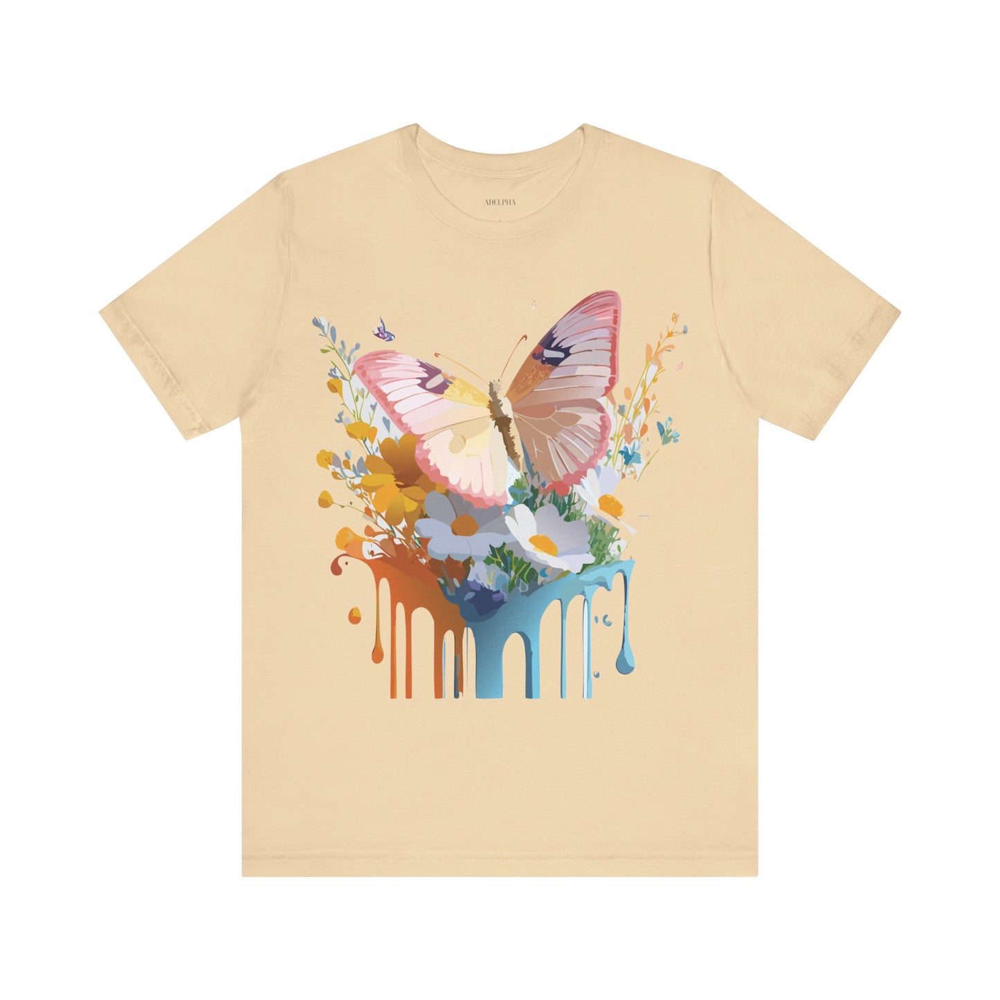 Natural Cotton Tee Shirt with Butterfly