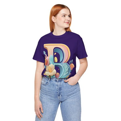 Natural Cotton Tee Shirt - Letters Collection - B Printify