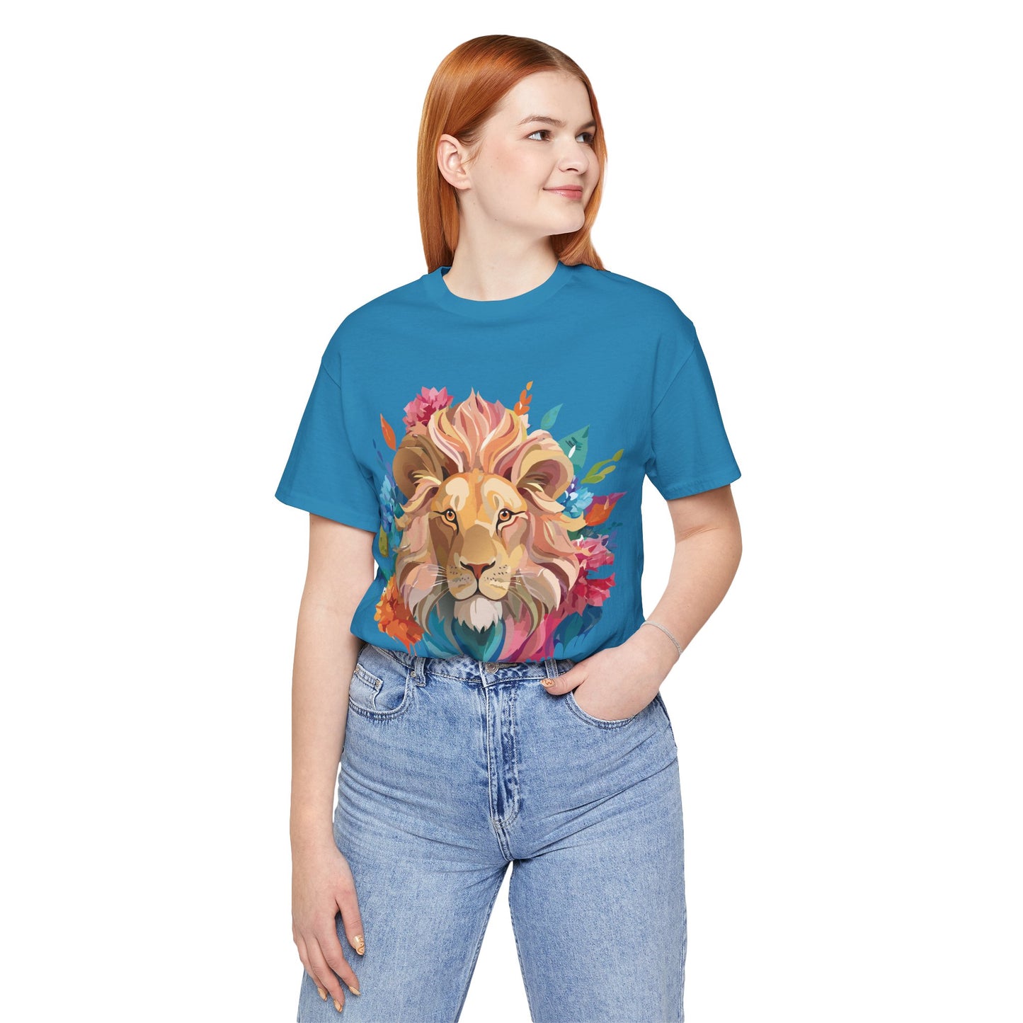 Natural Cotton Tee Shirt with Lion