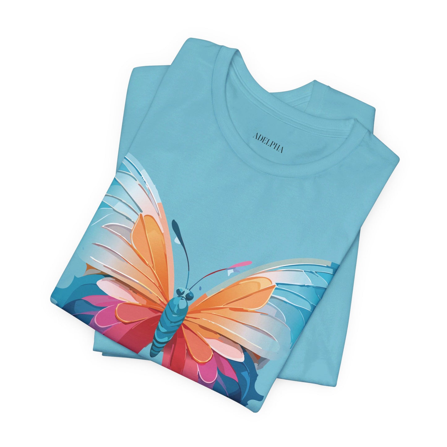 Natural Cotton Tee Shirt with Butterfly