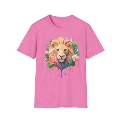 Gildan Unisex Lion Shirt Floral Lion Tee Animal Print Softstyle Tee