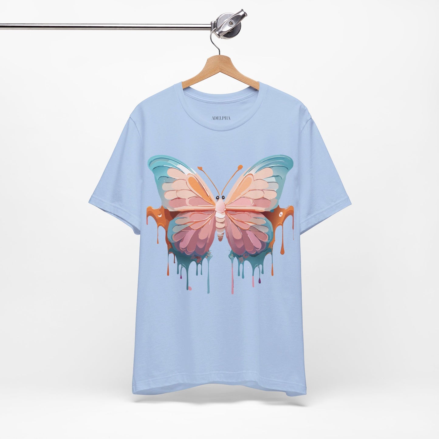 Natural Cotton Tee Shirt with Butterfly