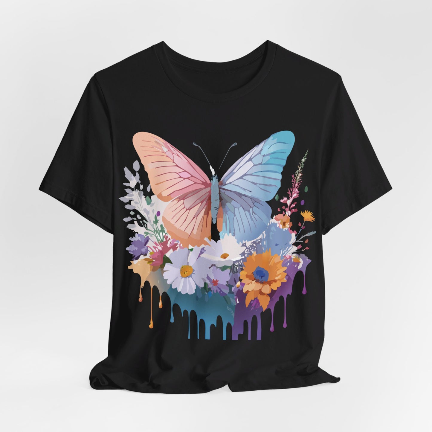 Natural Cotton Tee Shirt with Butterfly